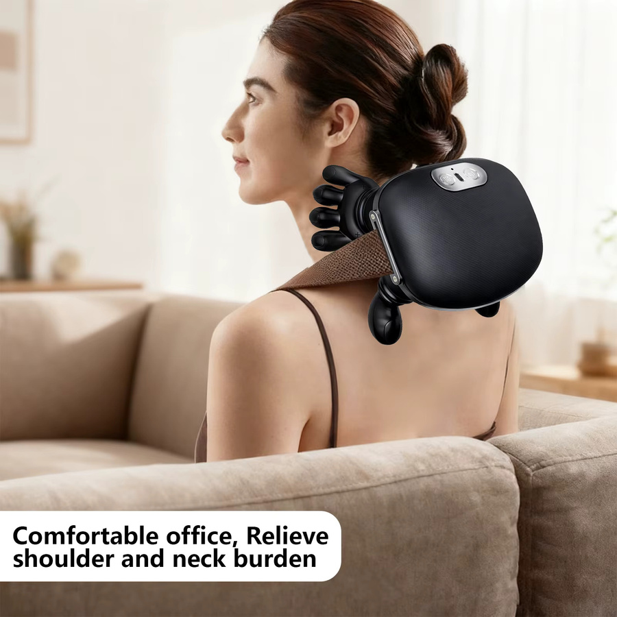 WUIETI USB-Aufladbares 4D-Nacken-Schulter-Massagegerät mit 2-Stufen-Heizung in Schwarz und Grün - Bild 5