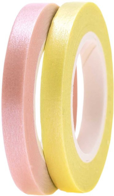 Rico Design Paper Poetry Washi Tapes Hellgelb-Rosa, 2 Stück, Breite: 5 mm, Länge: 10 m pro Rolle - Bild 1