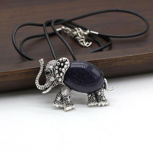 YIRAN Jewelry Halskette mit Elefant-Anhänger, Achatstein, Messing, Schwarz, Damen - Bild 1
