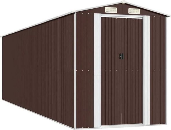 vidaXL Geräteschuppen aus verzinktem Stahl in Dunkelbraun mit Schiebetür und Lüftungsschlitzen B/T/H: 192 x 689 x 223 cm