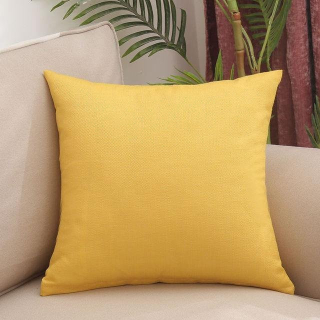 Yiran Furniture Kissenbezug aus Leinenstoff in Gelb, quadratisches Wurfkissen für Sofa und Büro, B/H: 50 x 50 cm - Bild 1