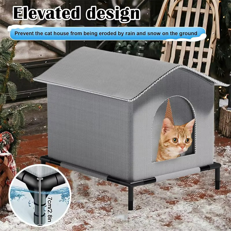 Wasserdichte Katzenhöhle in Grau mit Matte, faltbare Sommer-Kühlunterkunft für Katzen und kleine Hunde - Bild 3
