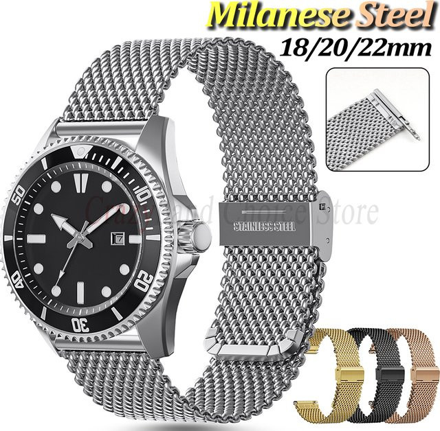 crazyband Uhrenarmband Milanaise, Edelstahl, Silber, Unisex, 18/20/22mm - Bild 1