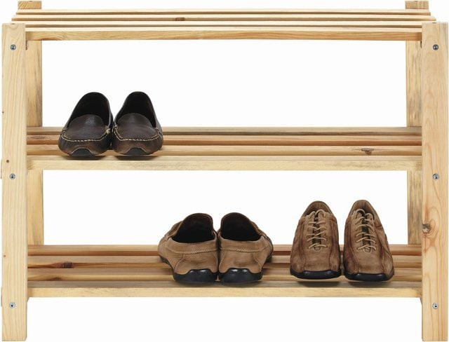 Mömax Schuhregal aus Kiefernholz in Weiß und Braun mit offenen Regalfächern und Türen - Bild 1