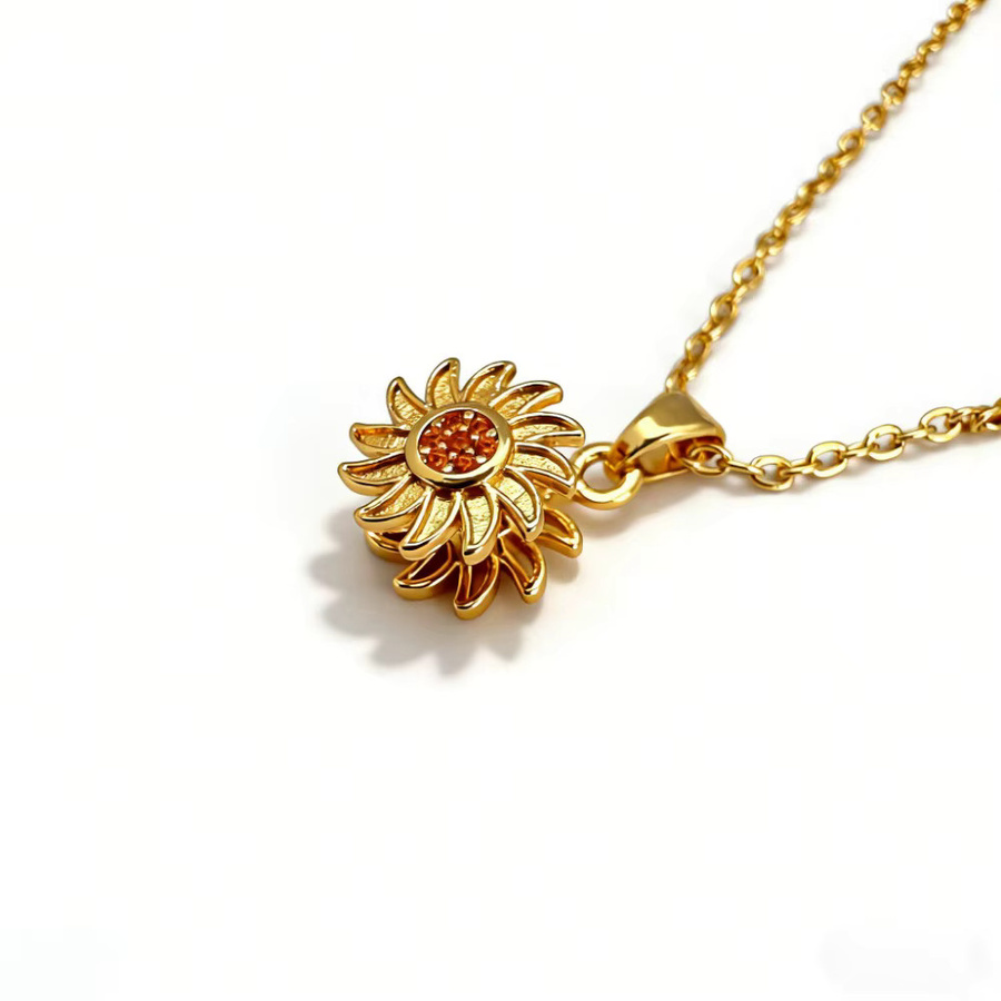 laoyaoyifu Halskette, Sonnenblume, Zirkonia, Gold, Damen - Bild 3