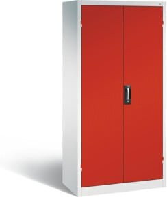 C+P Akku-Ladeschrank für 15 E-Werkzeuge, abschließbar mit Türen, Farbe: Feuerrot/Lichtgrau, H x B x T: 195 x 93 x 50 cm - Bild 1