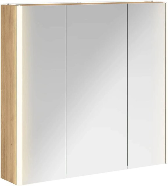vidaXL Badezimmerspiegelschrank Eiche mit LED-Beleuchtung und Regalen, Wandmontage, B/H/T: 70,0 x 88,0 x 15,5 cm - Bild 1