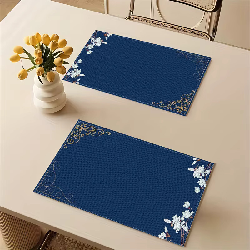 VIKAMA 4-teiliges Tischset Set, blau, wasserdicht und wärmeisolierend, rechteckig, B/T: 45 x 30 cm - Bild 4