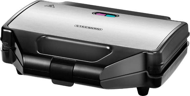 Steinborg Sandwichmaker aus Edelstahl in Silber mit Antihaftbeschichtung und 1000 Watt, B/T/H: 28,5 x 25,0 x 8,5 cm - Bild 2