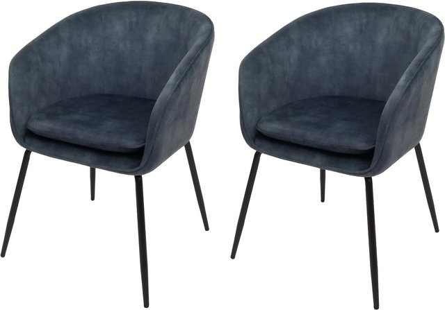 2er-Set MCW Esszimmerstuhl O28 Polsterstuhl aus Stoff und Metall in Blau - Bild 1