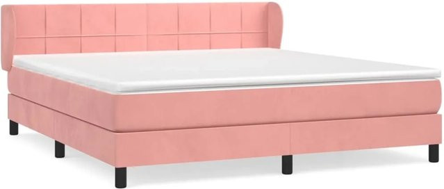 vidaXL Boxspringbett mit Matratze in Rosa aus Samt, Hybridbett mit Taschenfederkern, B/T: 160 x 200 cm - Bild 1