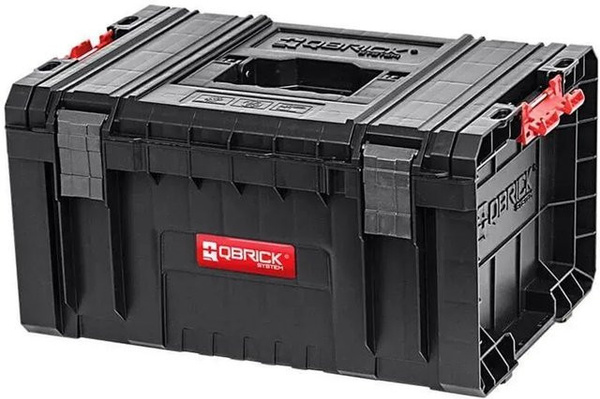 PROREGAL QBRICK Werkzeugkasten Pro Toolbox Schwarz mit 19 Litern Volumen, 3 Trennstege, Deckel, Teleskopgriffe und Metall-Klemmverschlüssen, H x B x T: 24 x 45 x 33 cm