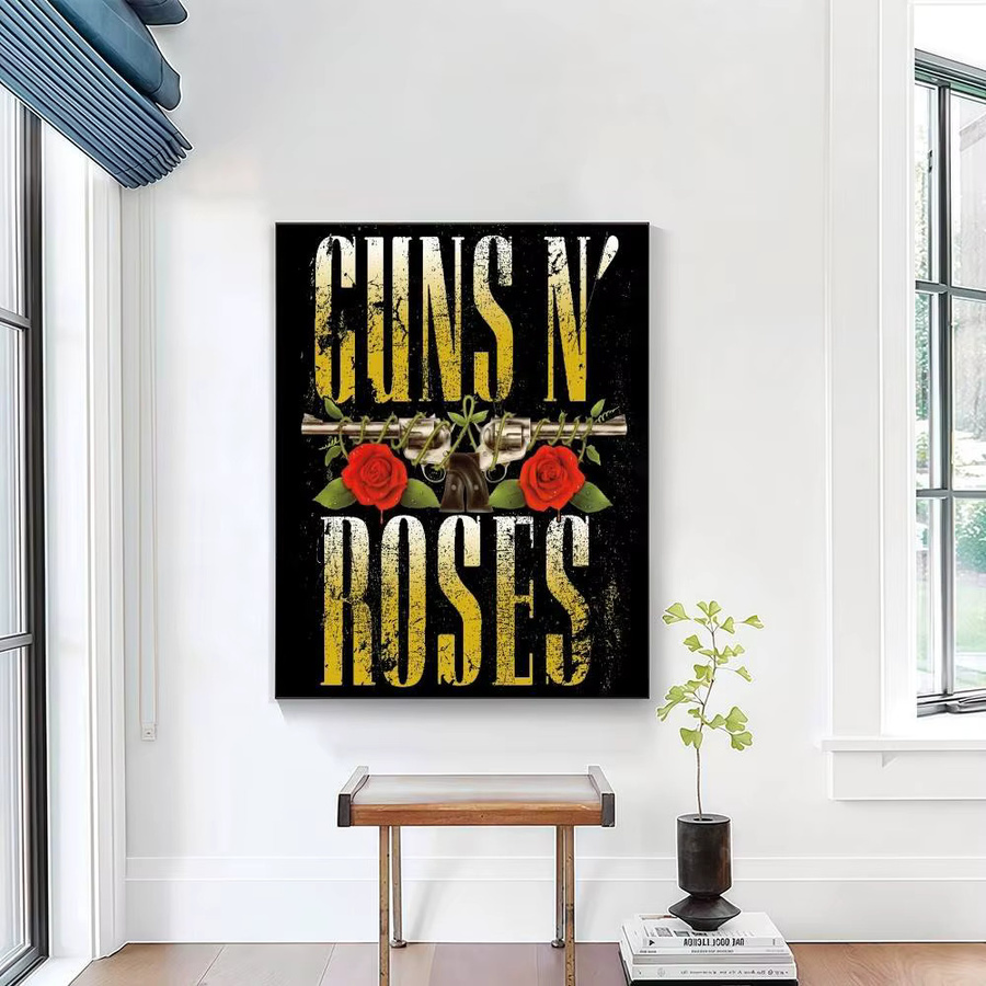 G-GUNS N R-ROSES Retro Band-Poster-Aufkleber mit floralem Design in Multicolour, Rechteckig, Breite: 25,0 cm, Höhe: 35,0 cm - Bild 4