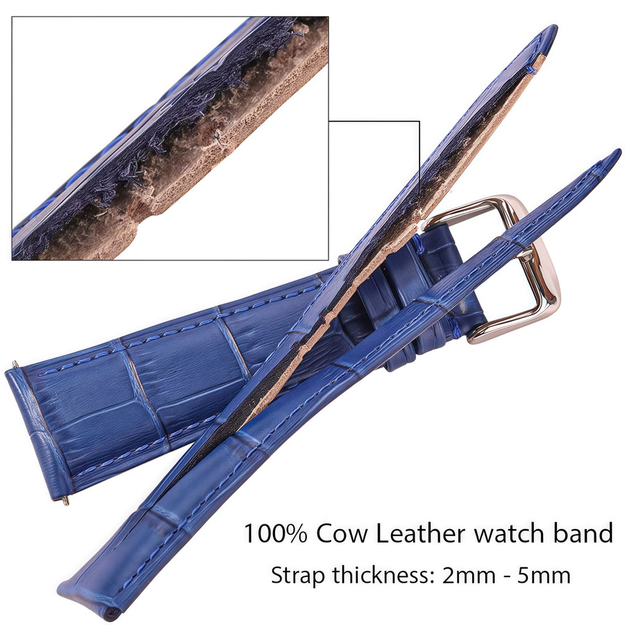 DUTRIEUX Uhrenarmband Leder, Krokodilmuster, Unisex, Schwarz - Bild 3