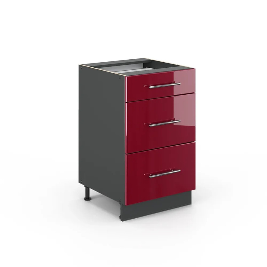 Vicco Küchenunterschrank Fame-Line Bordeaux Hochglanz Anthrazit Breite: 50 cm - Bild 3