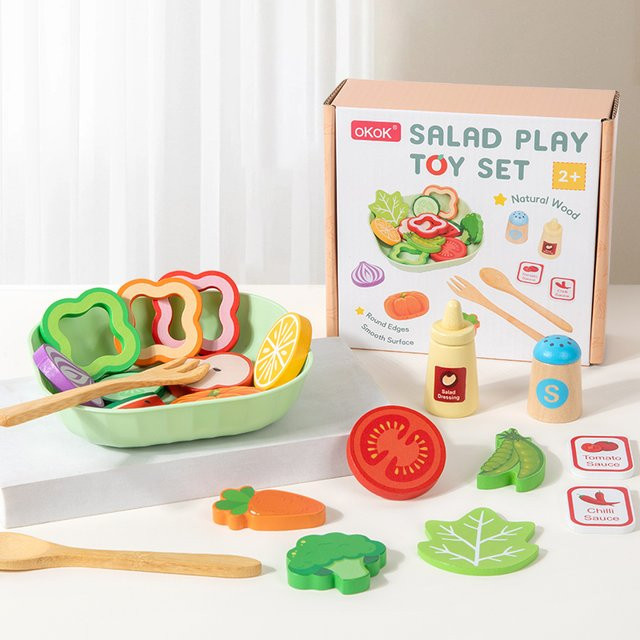 Lee's Sharing Holz-Küchenspielzeug, Gemüse-Salat, ab 2 Jahre - Bild 1