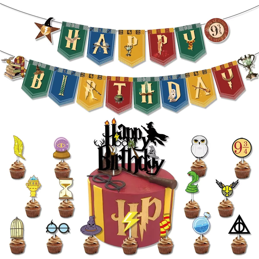 Bandai Magische Welt Geburtstagsparty-Deko Set mit Einweg-Banner, Kuchenaufsatz und Hängenden Flaggen in Mehrfarbig - Bild 4