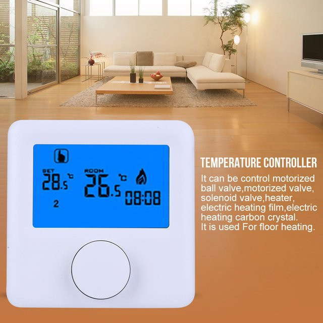 Koogeelife Digitaler LCD RF Drahtloser Heizthermostat Temperaturregler für Elektrische Heizsysteme Schwarz mit Display und Kindersicherung - Bild 1