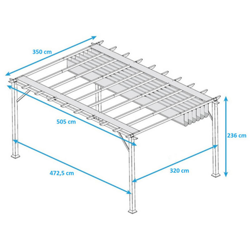 Paragon Aluminium Pergola Florenz mit integriertem Sonnensegel, Weiß, B/T: 505 x 350 cm - Bild 3