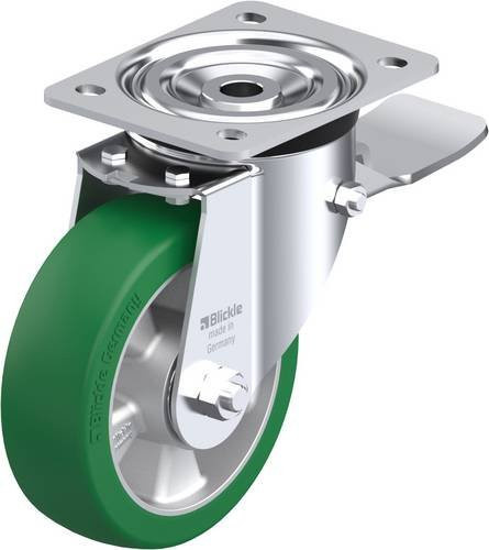 Blickle Lenkrolle L-ALST 150K-ST mit Feststeller in Grün und Silber, Rad-Durchmesser: 150 mm, Tragfähigkeit: 400 kg - Bild 1
