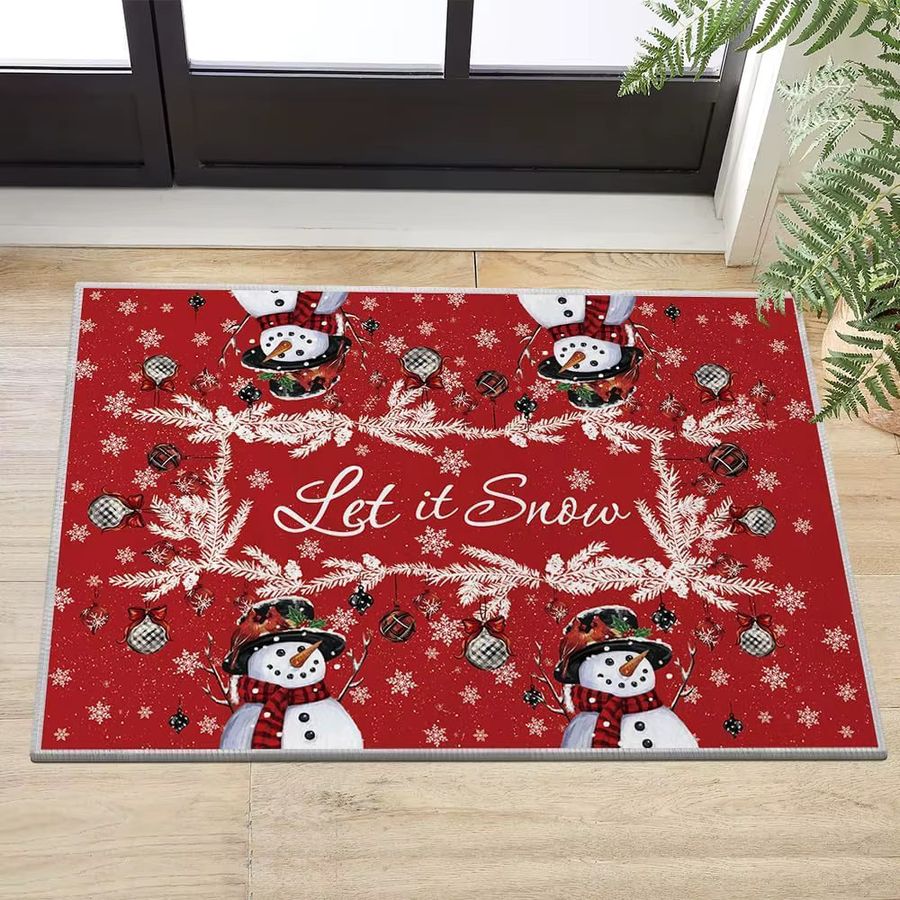 VIKAMA Weihnachtsteppich in Rot, rutschfester und schmutzabweisender Druckteppich für Wohnzimmer, Schlafzimmer oder Eingangsbereich - Bild 5