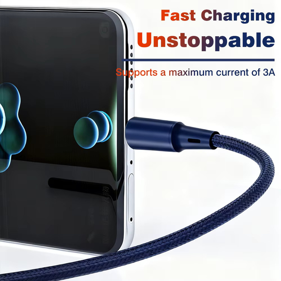 UGOURD USB-C auf USB-C Schnellladekabel 60 W, blau-orange geflochtenes Netzkabel für Samsung und Huawei Tablets - Bild 4