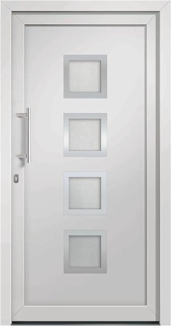 vidaXL Haustür in Weiß mit Glaseinsatz aus Aluminium und Stahl, B: 108 cm, H: 200 cm - Bild 1