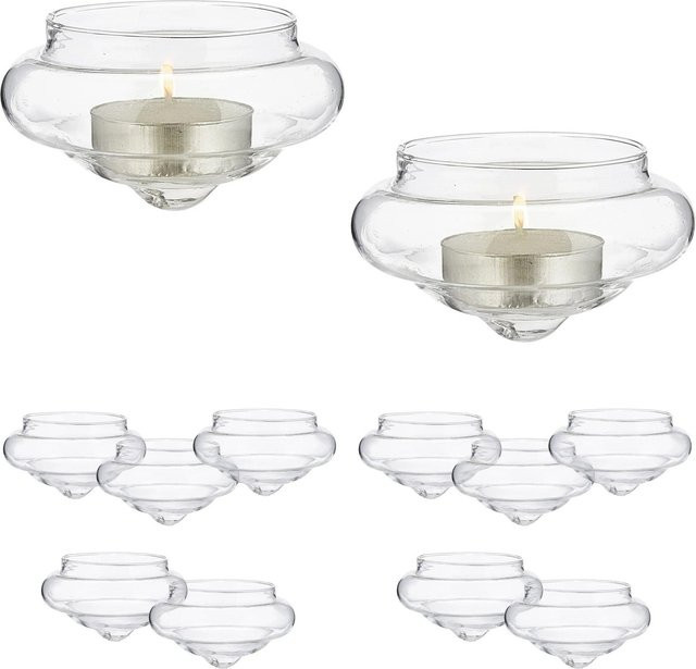 Relaxdays Schwimmwindlicht aus Glas in Transparent, 12er Set, Durchmesser: 4,5 cm, Höhe: 8 cm - Bild 1
