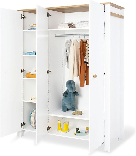 Pinolino Kleiderschrank Lova für das Kinderzimmer in Weiß und Eiche mit Soft-Close-Funktion, B/T/H: 146 x 54 x 190 cm - Bild 1