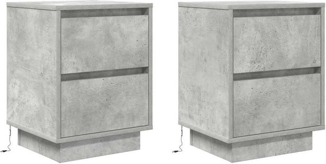 vidaXL Nachttische im 2er-Set mit integrierter LED-Beleuchtung, Betongrau, B/T/H: 38 x 34 x 50 cm - Bild 1