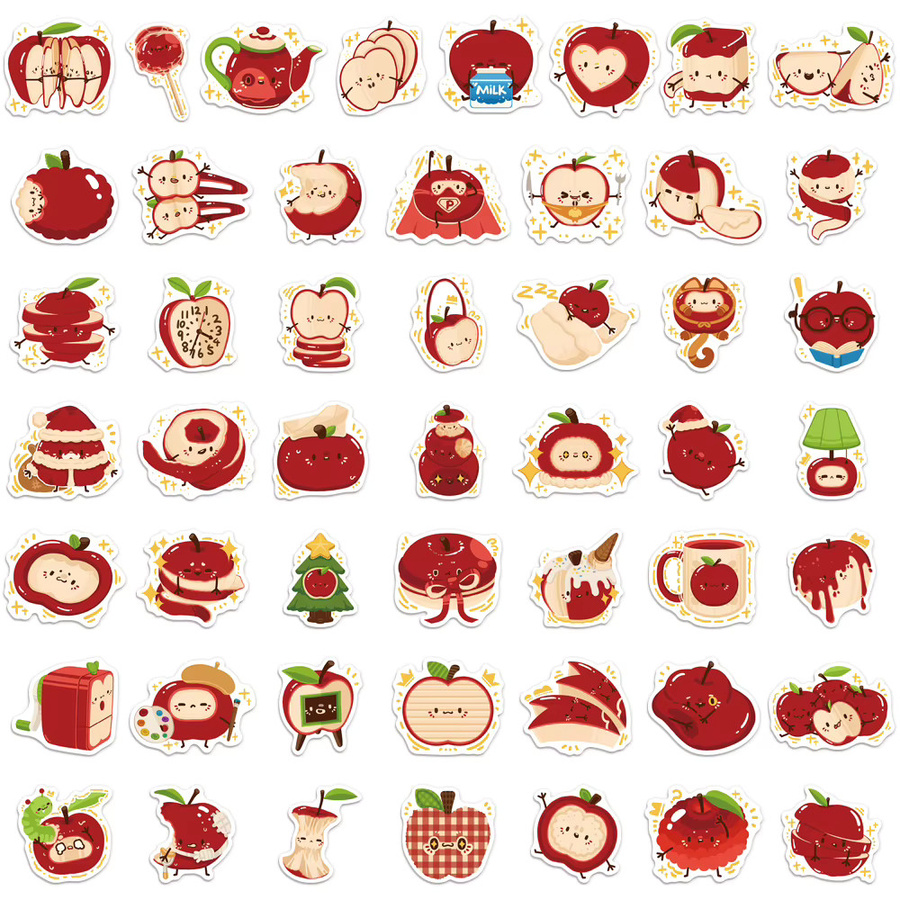 50 Stück Cartoon Apple Paradise Aufkleber Set in Multicolour für DIY Dekoration von Telefonhüllen, Laptops, Wasserflaschen und Taschen - Bild 3