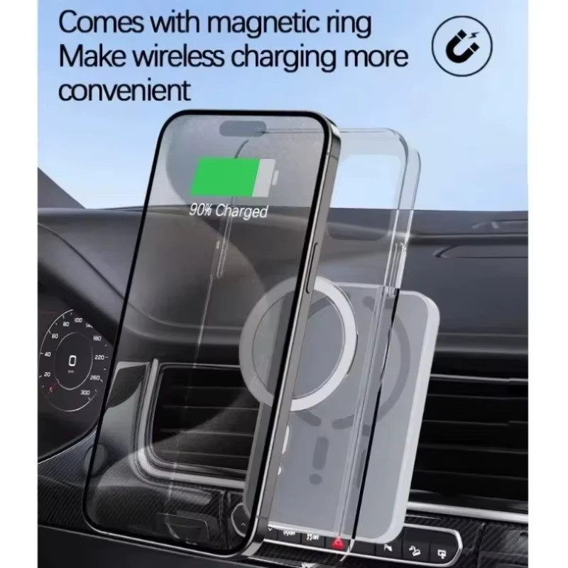 VIKEFON Magnetische kabellose Auto-Ladegerät Handyhalterung für Lüftungsschlitze mit MagSafe Kompatibilität, Schwarz - Bild 1