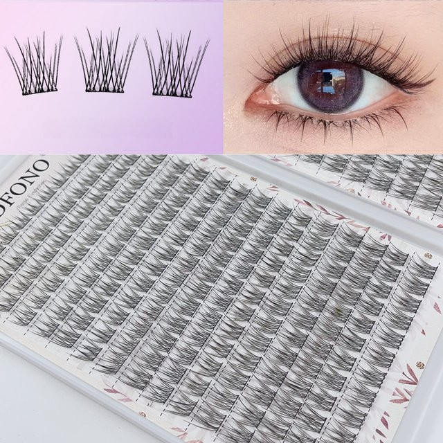 Fischschwanz Einzelcluster-Wimpern, 384 Stück, 10–12 mm, Natürlich, Unisex - Bild 1