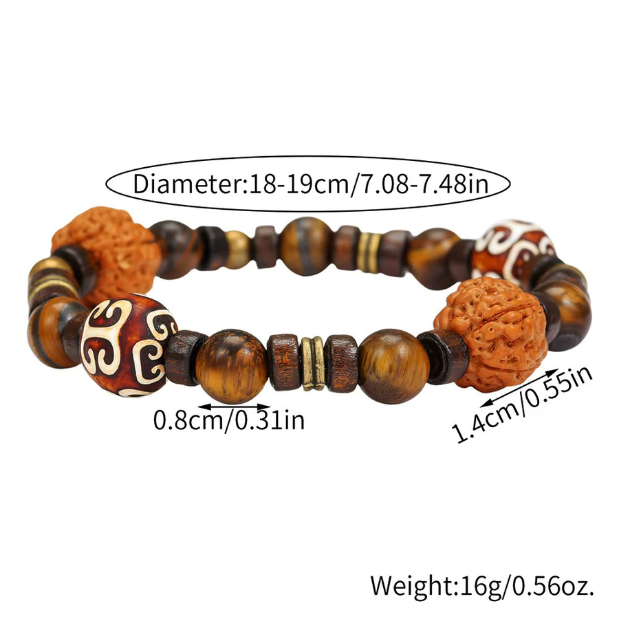 INGX Armband, Holz, Tigerauge Stein, Ethno-Stil, Herren - Bild 4