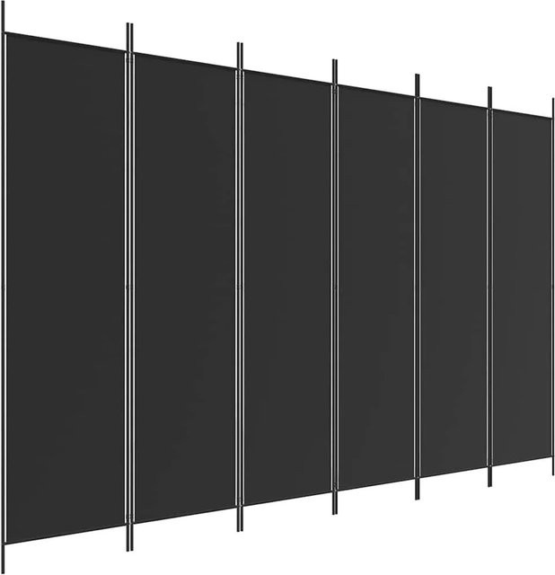 vidaXL Paravent 6-teilig Schwarz Stoff B: 300 cm, H: 200 cm - Bild 1