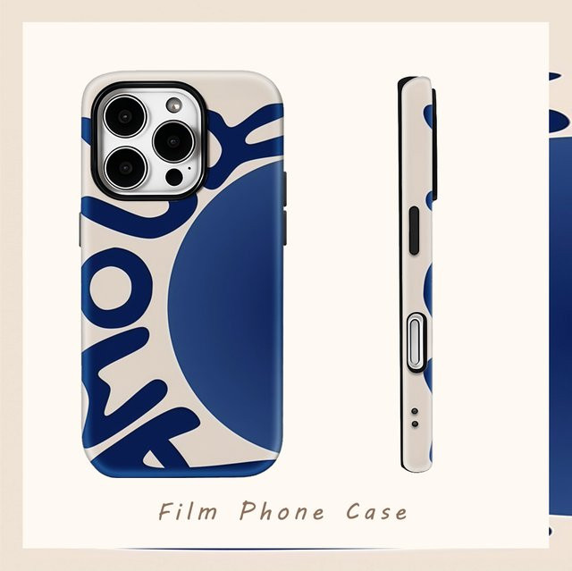 Curvy TextFor Doppelschichtige Magnetische Handyhülle für iPhone 18 17 16 15 14 13 12 11 Pro Max Plus in Blau – Robuste Schutzhülle - Bild 1