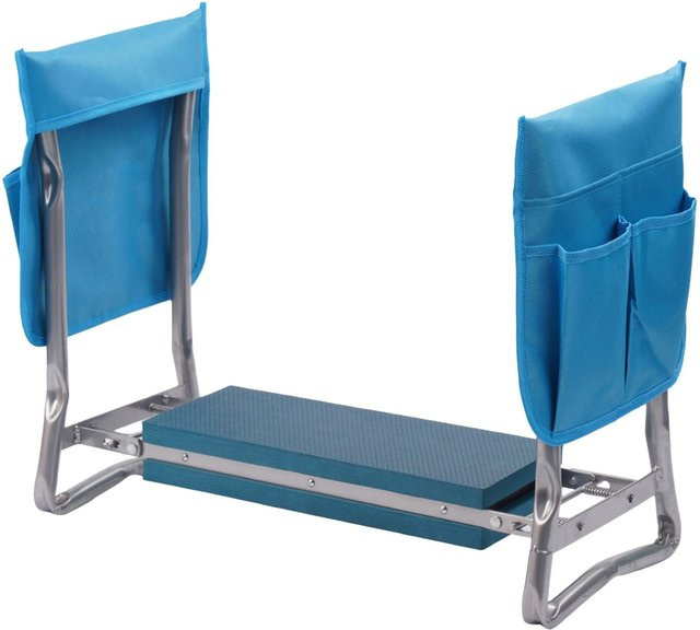 Klappbare Kniebank von Relaxdays aus Stahl in Hellblau mit Taschen, B/T/H: 50 x 60 x 27,5 cm - Bild 1