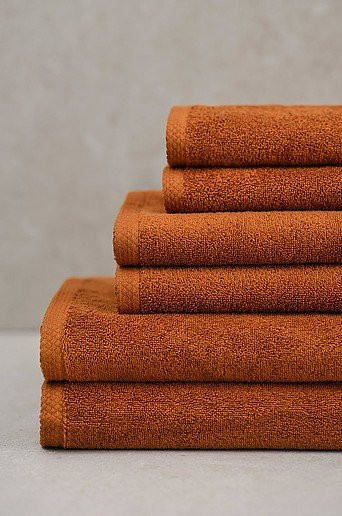 DARCY Handtuch-Set 6er-Pack aus Baumwolle in Braun und Orange, Flauschige Frottierhandtücher für Erwachsene - Bild 1