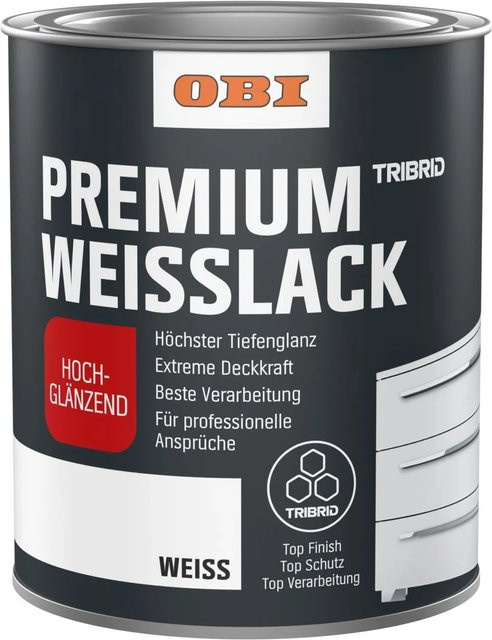 OBI Premium Tribrid Weißlack hochglänzend Weiß 375 ml - Bild 1