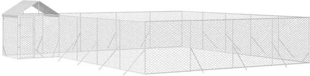 vidaXL Outdoor-Hundezwinger mit Dach aus verzinktem Stahl in Silber, B x T x H: 10 x 8 x 2,5 m - Bild 1