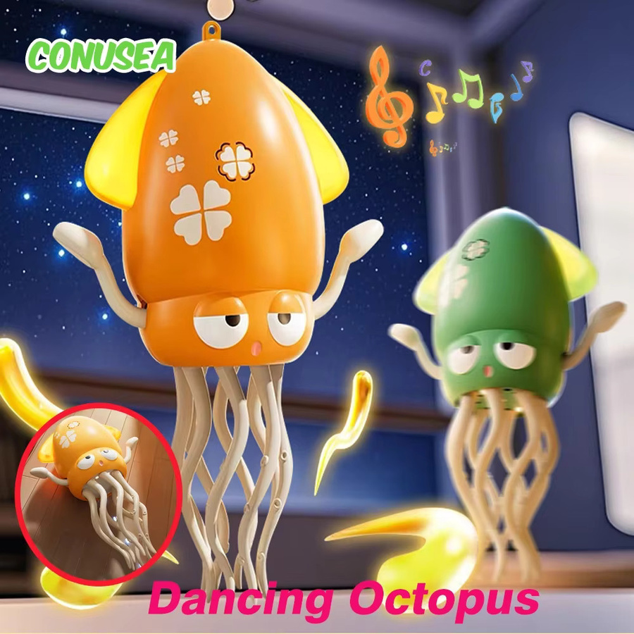 CONUSEA Oktopus Babyspielzeug mit Musik und Licht in Grün und Bunt für die Früherziehung von Kleinkindern - Bild 2