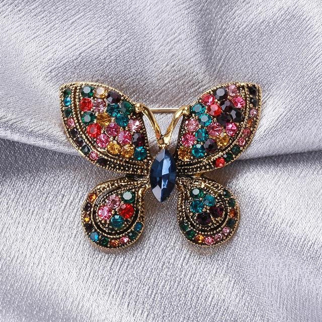 YIRAN Jewelry Brosche Schmetterling, Strass, Damen, grau - Bild 1