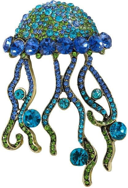 YIRAN Brosche Qualle, Strass, Blau, Unisex - Bild 1