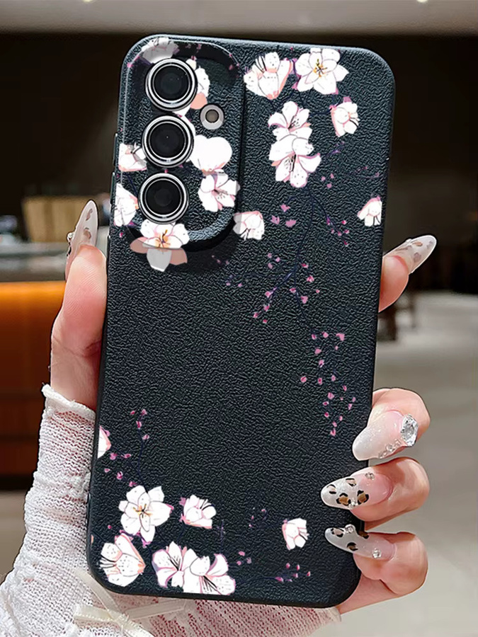YISHANGOU Handyhülle mit Blumendruck und Lederstruktur für Samsung Galaxy S25 S24 S23 S22 S21 Ultra Plus A56 A55 A54 A36 A15 A16 5G in Pink - Bild 4