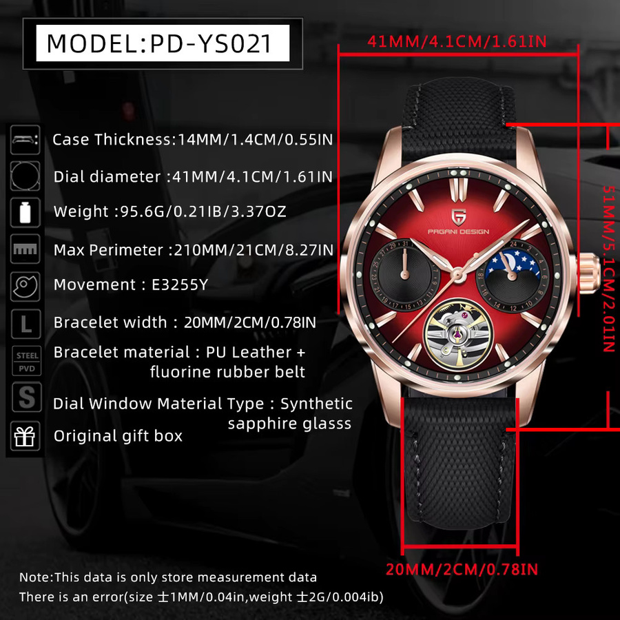 PAGANI DESIGN Armbanduhr, Automatik, Mondphase, Roségold, Herren - Bild 6