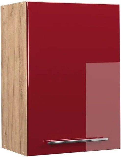 Vicco Hängeschrank Fame-Line Küchenschrank in Bordeaux Rot und Eiche Hochglanz mit Softclose-Scharnieren und Einlegeboden, Breite: 50 cm - Bild 2