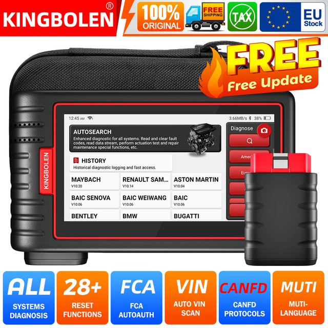KINGBOLEN S6 CAN FD Diagnosegerät in Schwarz mit Vollsystem-Unterstützung und 28+ Resets als Auto-OBD-Scanner und OBD2-Scanner - Bild 1