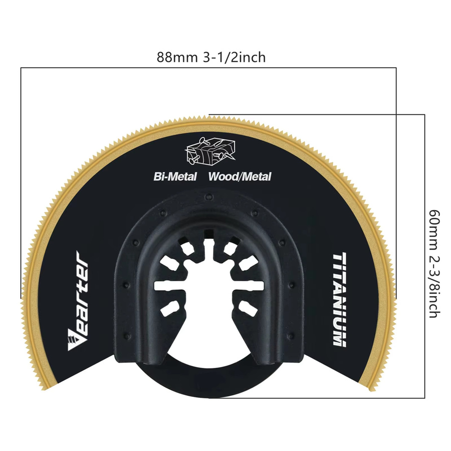 Vearter 3-teiliges Titan-beschichtetes Oszillierendes Multitool Halbkreissägeblatt-Set in Gold für Metall und Holz - Bild 2