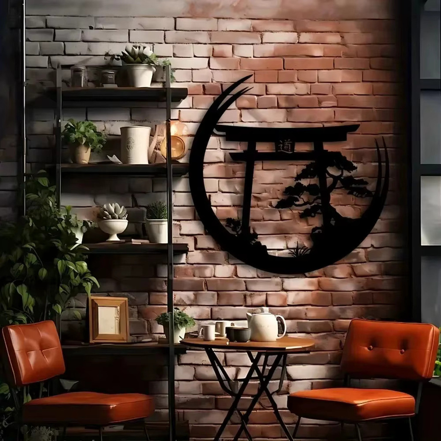 CIFBUY Japanisches Torii-Tor Wandkunst aus Metall in Schwarz, Minimalistische Zen-Gartenskulptur als abstrakte Hängedekoration - Bild 4