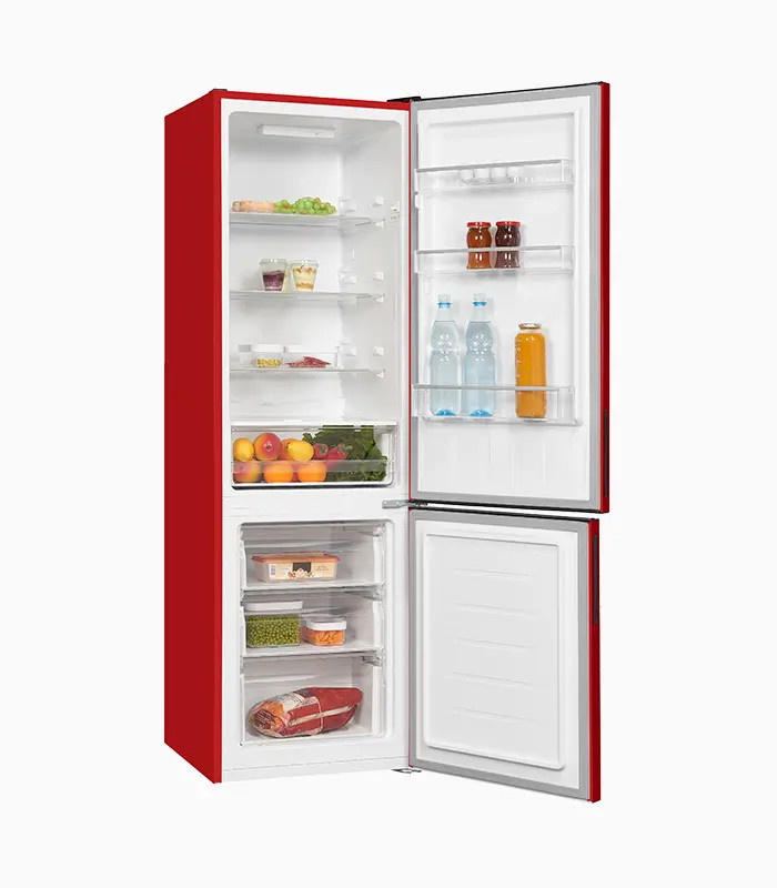 Exquisit Kühl-Gefrierkombination KGC260-75-LF-E-050E in Rot mit Low Frost, Standgerät und LED-Innenbeleuchtung, B/T/H: 75 x 60 x 187 cm - Bild 1